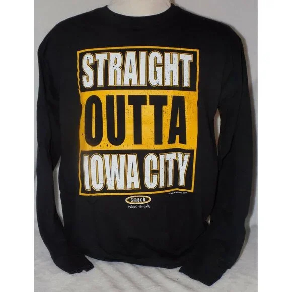 Straight Outta Iowa City Football Parody Grunge T Shirt Adult Medium - Picture 1 of 5